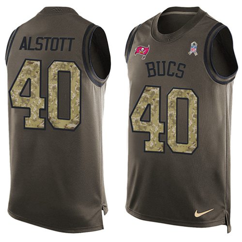 Nike Buccaneers #40 Mike Alstott Green Men's Stitched NFL Limited Salute To Service Tank Top Jersey - Click Image to Close